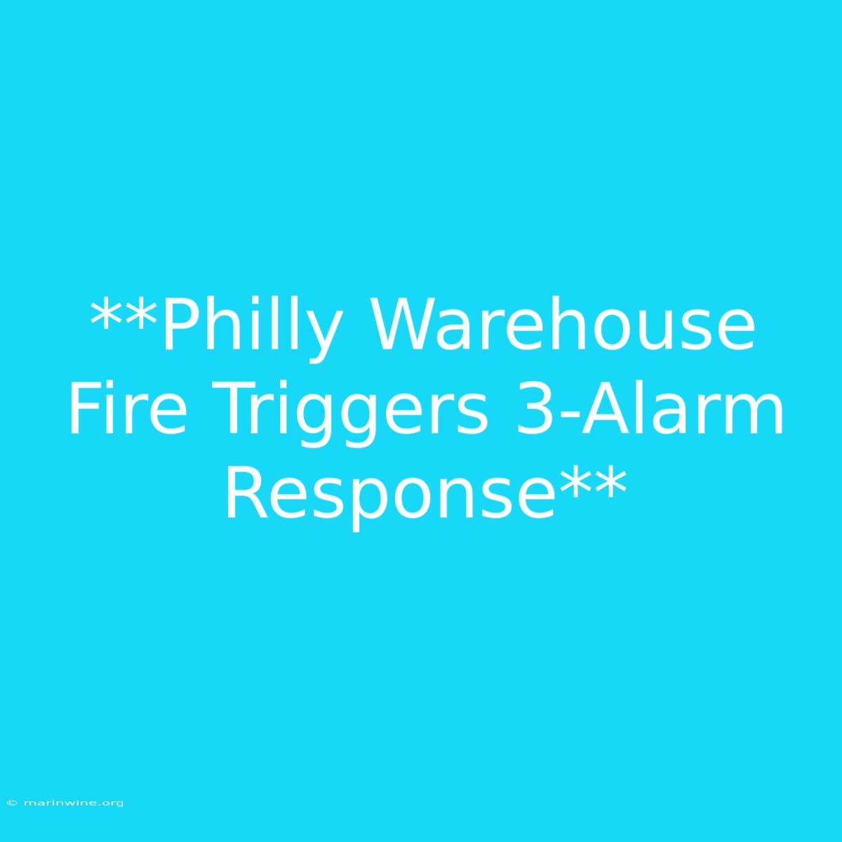 **Philly Warehouse Fire Triggers 3-Alarm Response**