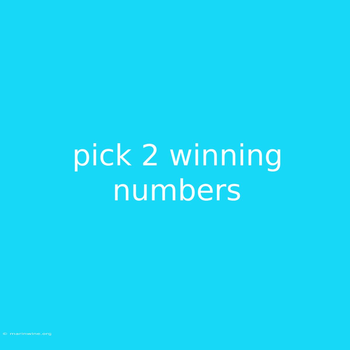 Pick 2 Winning Numbers