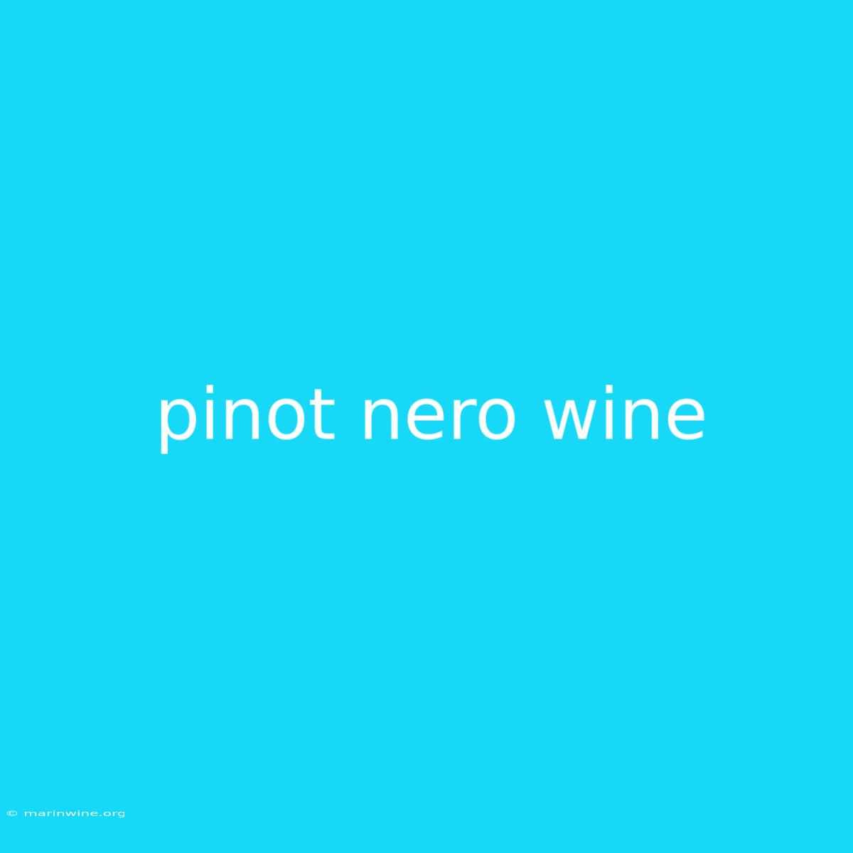 Pinot Nero Wine