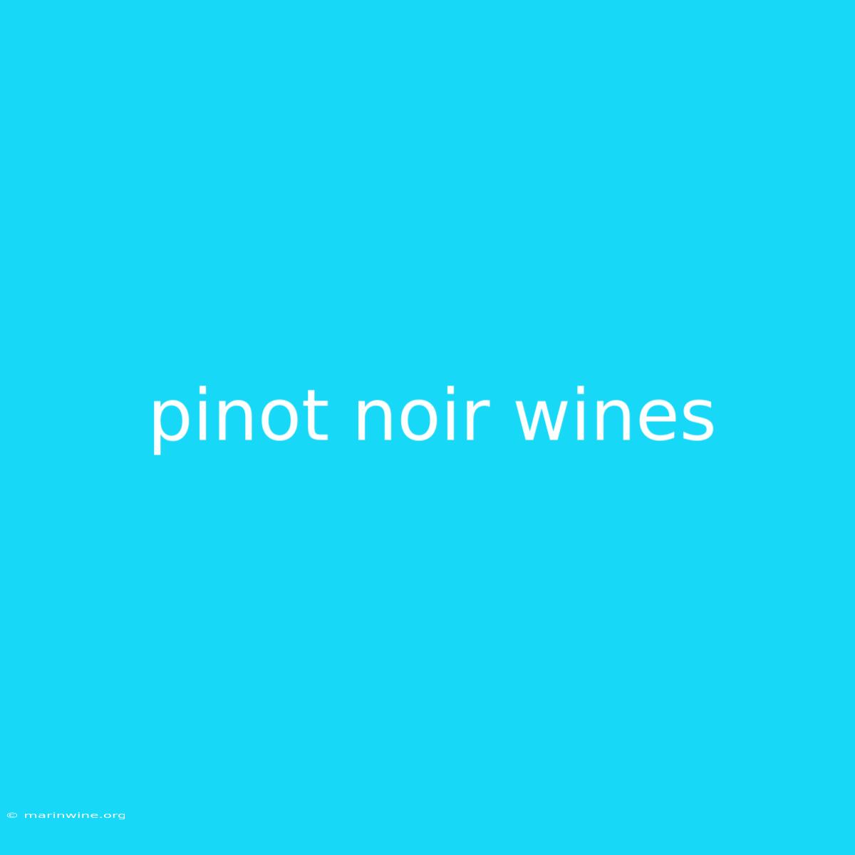 Pinot Noir Wines