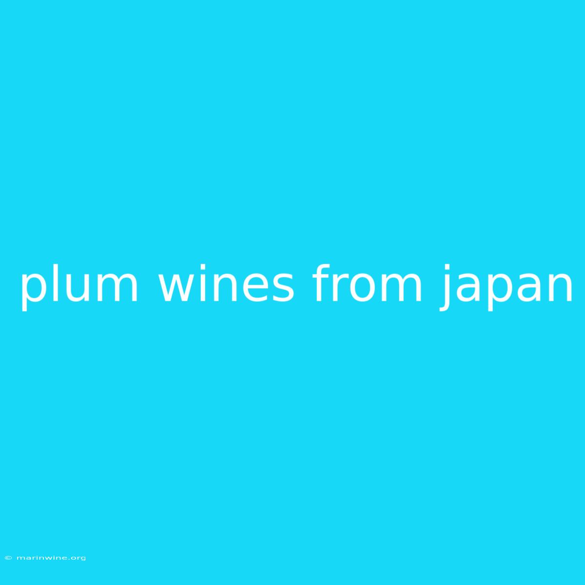 Plum Wines From Japan