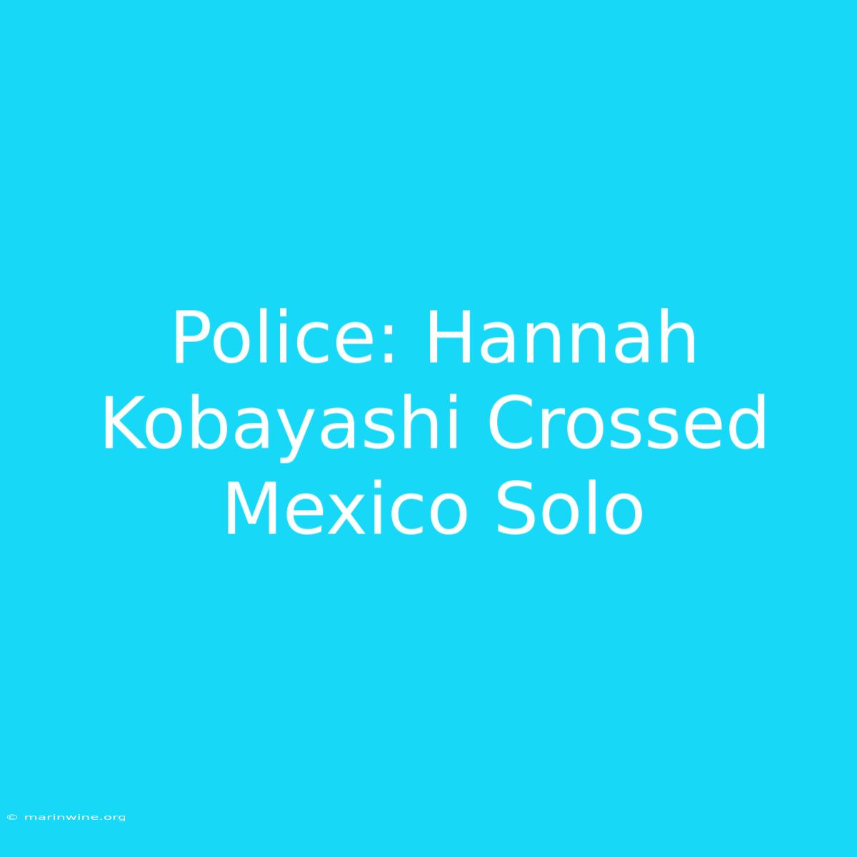 Police: Hannah Kobayashi Crossed Mexico Solo