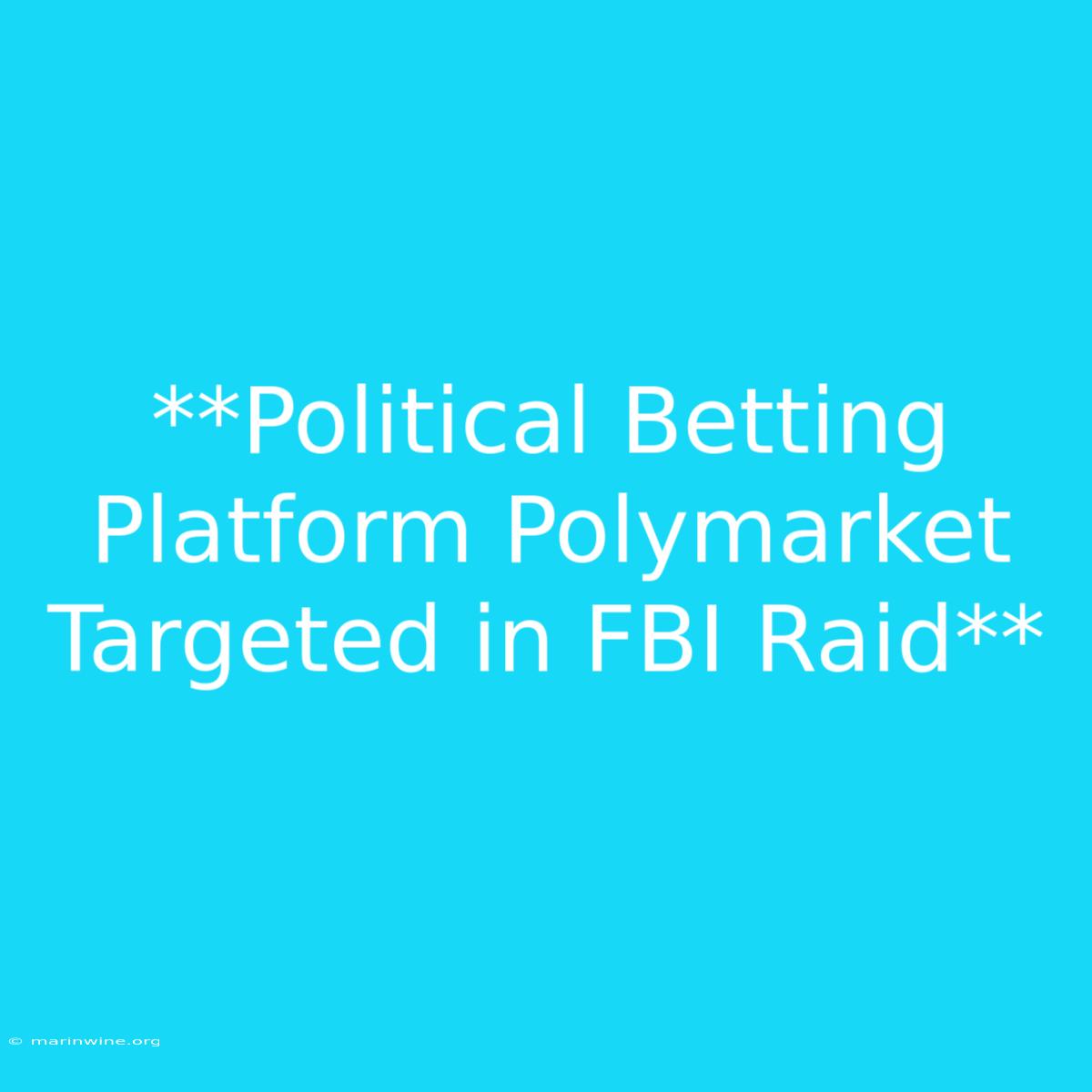 **Political Betting Platform Polymarket Targeted In FBI Raid** 