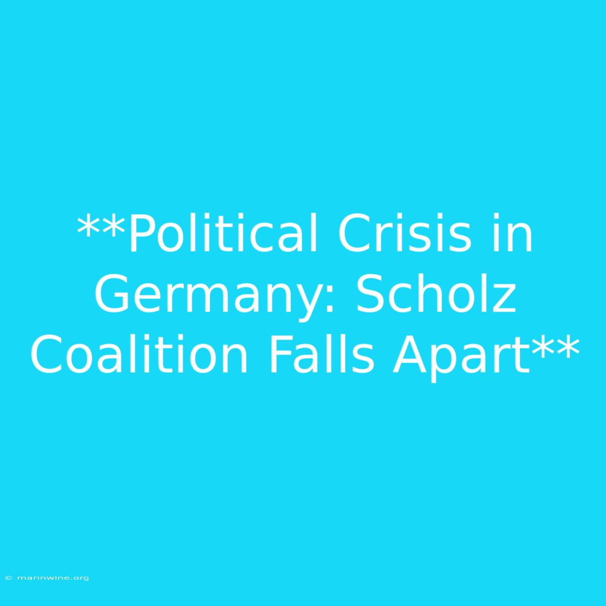 **Political Crisis In Germany: Scholz Coalition Falls Apart** 