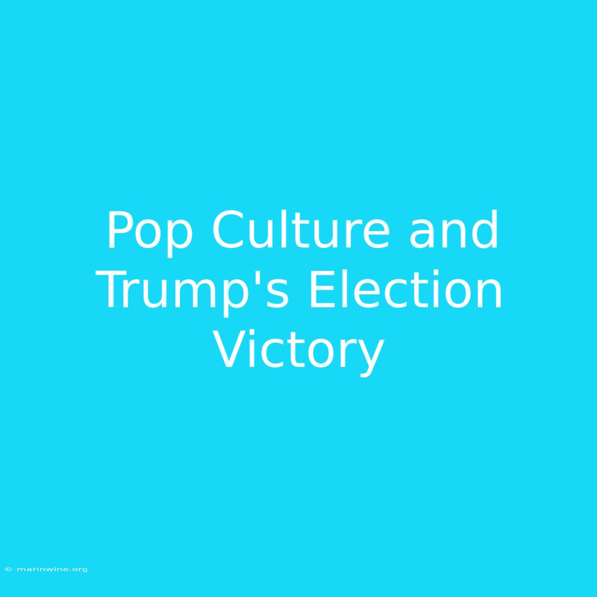 Pop Culture And Trump's Election Victory