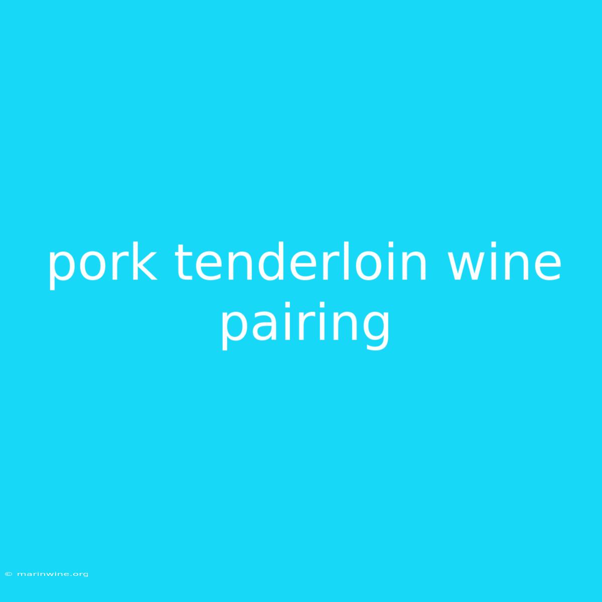 Pork Tenderloin Wine Pairing