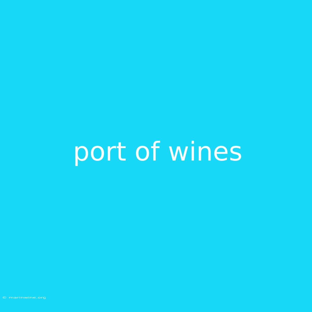 Port Of Wines