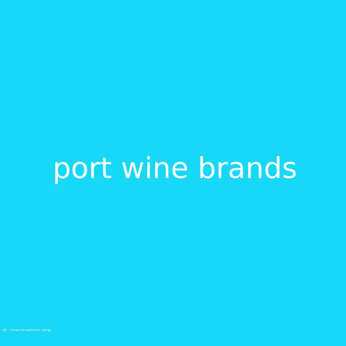 Port Wine Brands