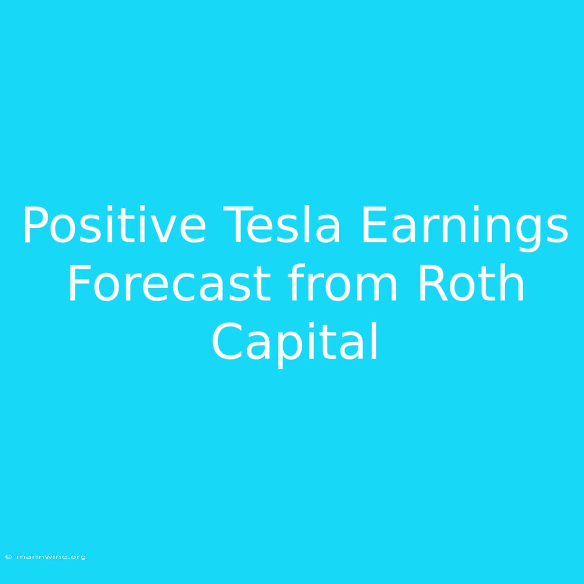 Positive Tesla Earnings Forecast From Roth Capital