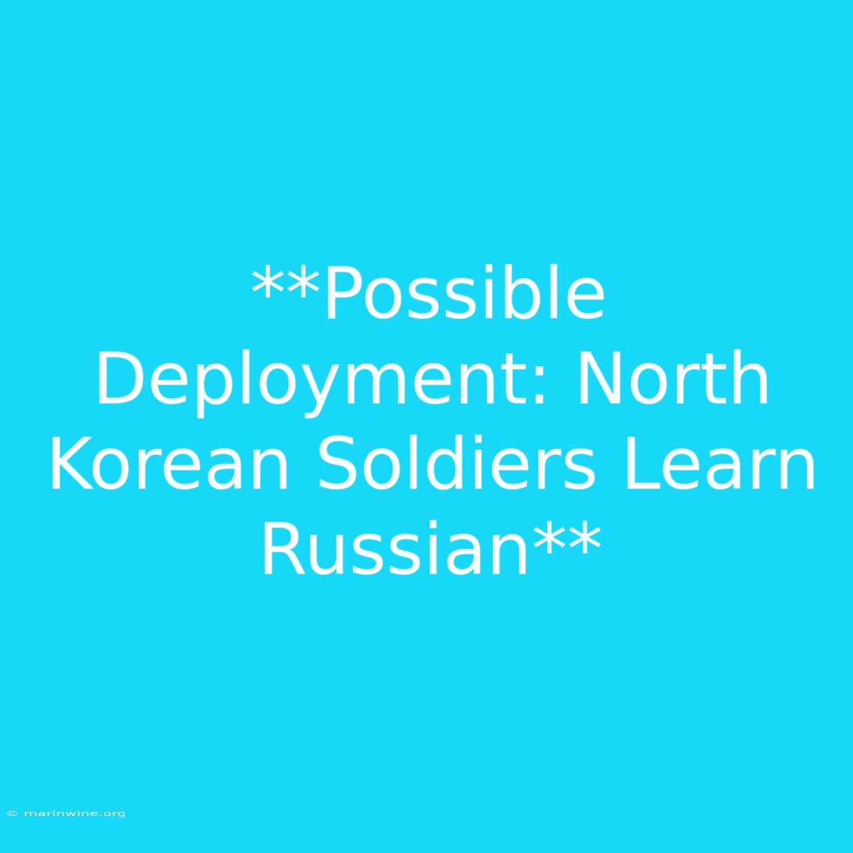 **Possible Deployment: North Korean Soldiers Learn Russian**