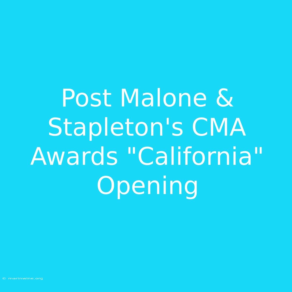 Post Malone & Stapleton's CMA Awards 