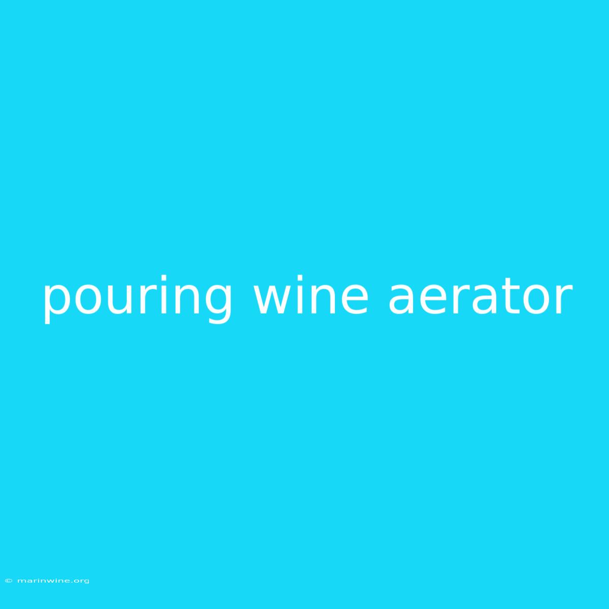 Pouring Wine Aerator