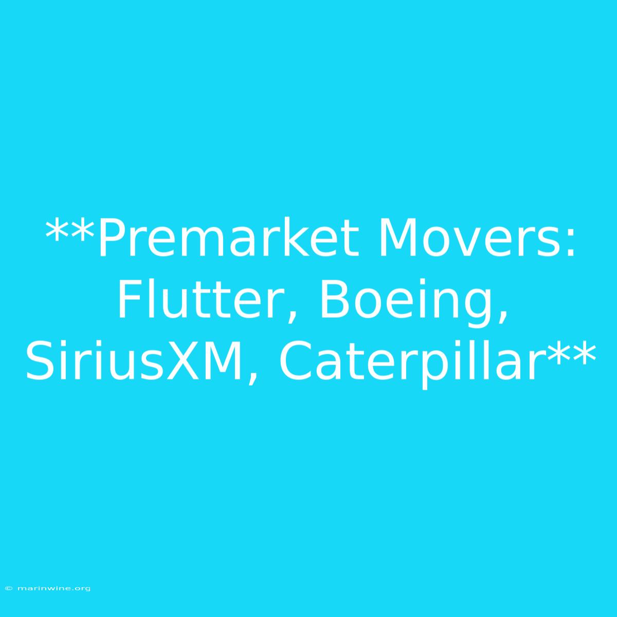 **Premarket Movers: Flutter, Boeing, SiriusXM, Caterpillar**