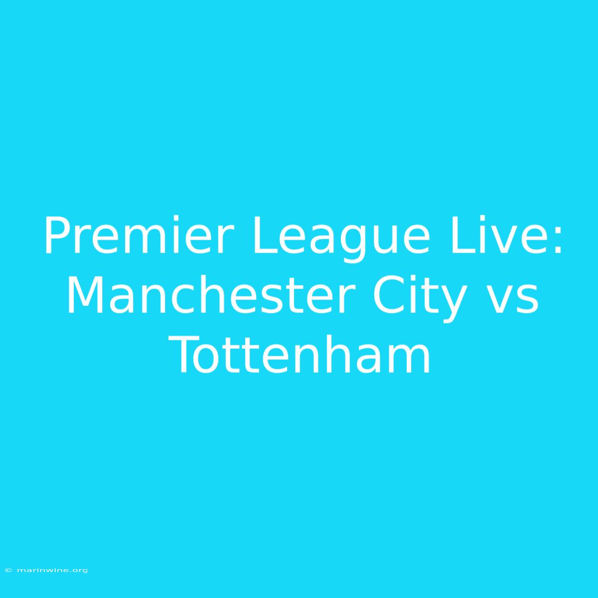 Premier League Live: Manchester City Vs Tottenham