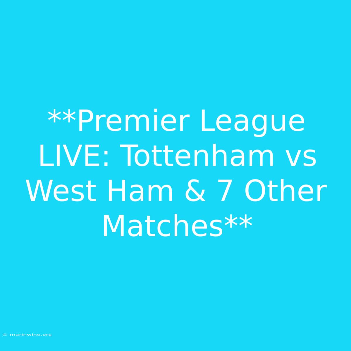 **Premier League LIVE: Tottenham Vs West Ham & 7 Other Matches**