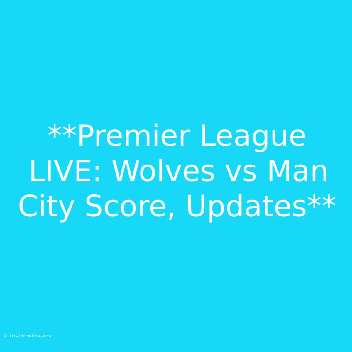 **Premier League LIVE: Wolves Vs Man City Score, Updates** 