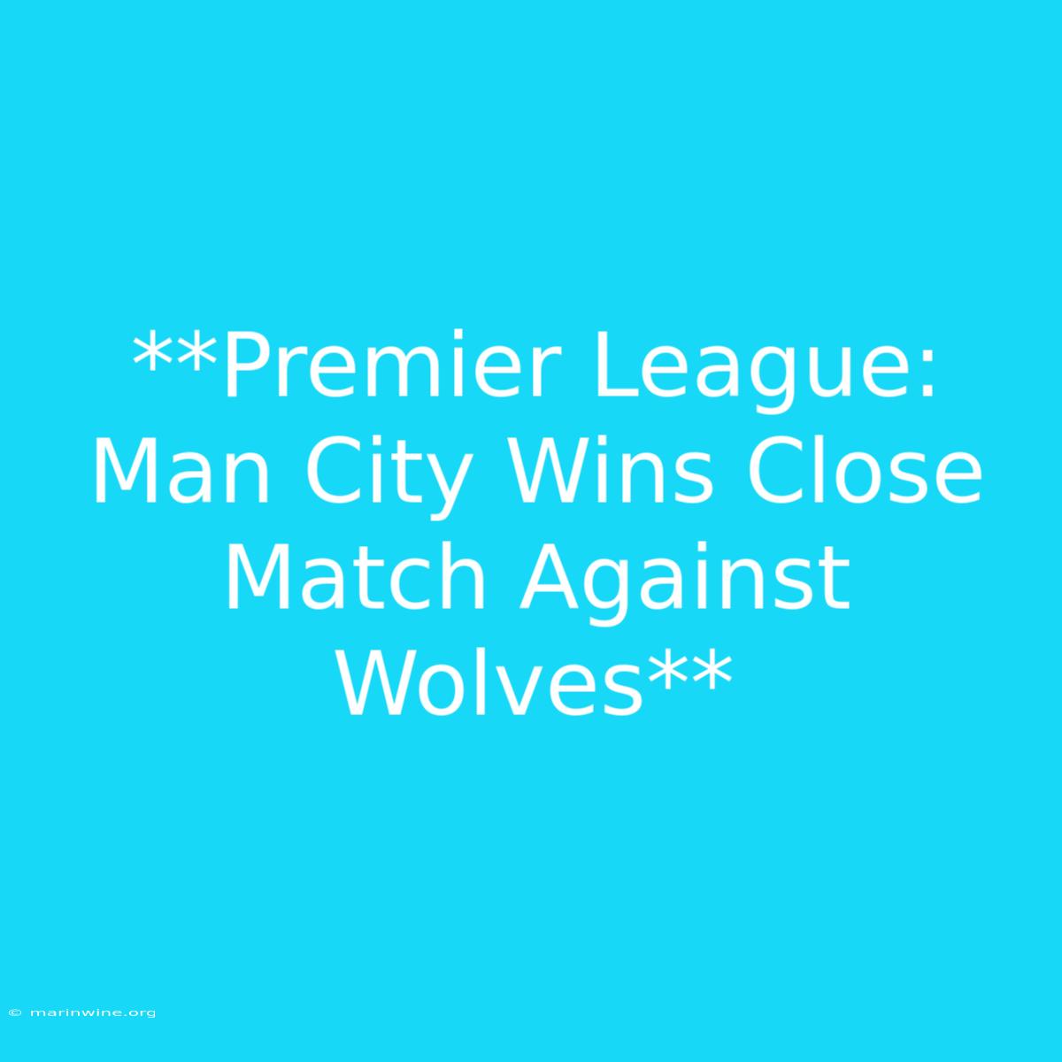 **Premier League: Man City Wins Close Match Against Wolves** 