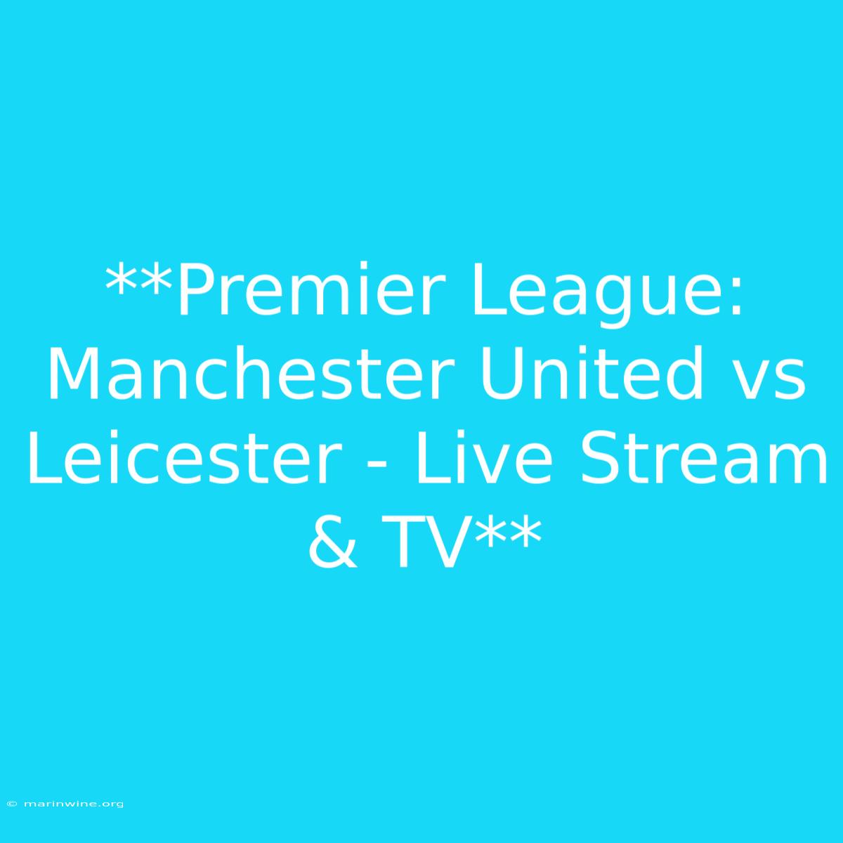 **Premier League: Manchester United Vs Leicester - Live Stream & TV** 