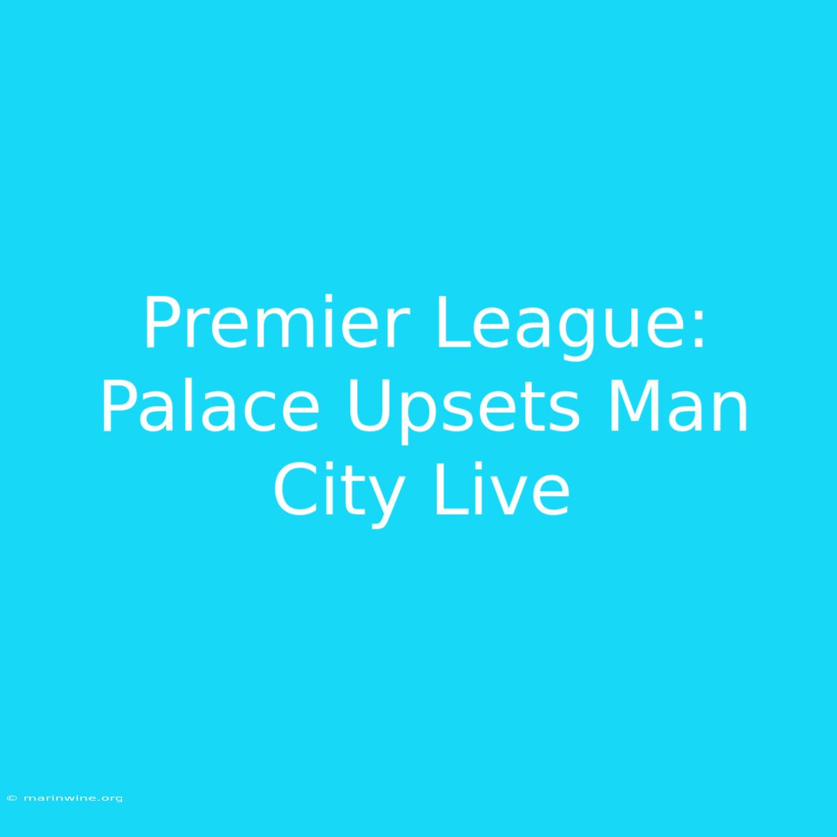 Premier League: Palace Upsets Man City Live