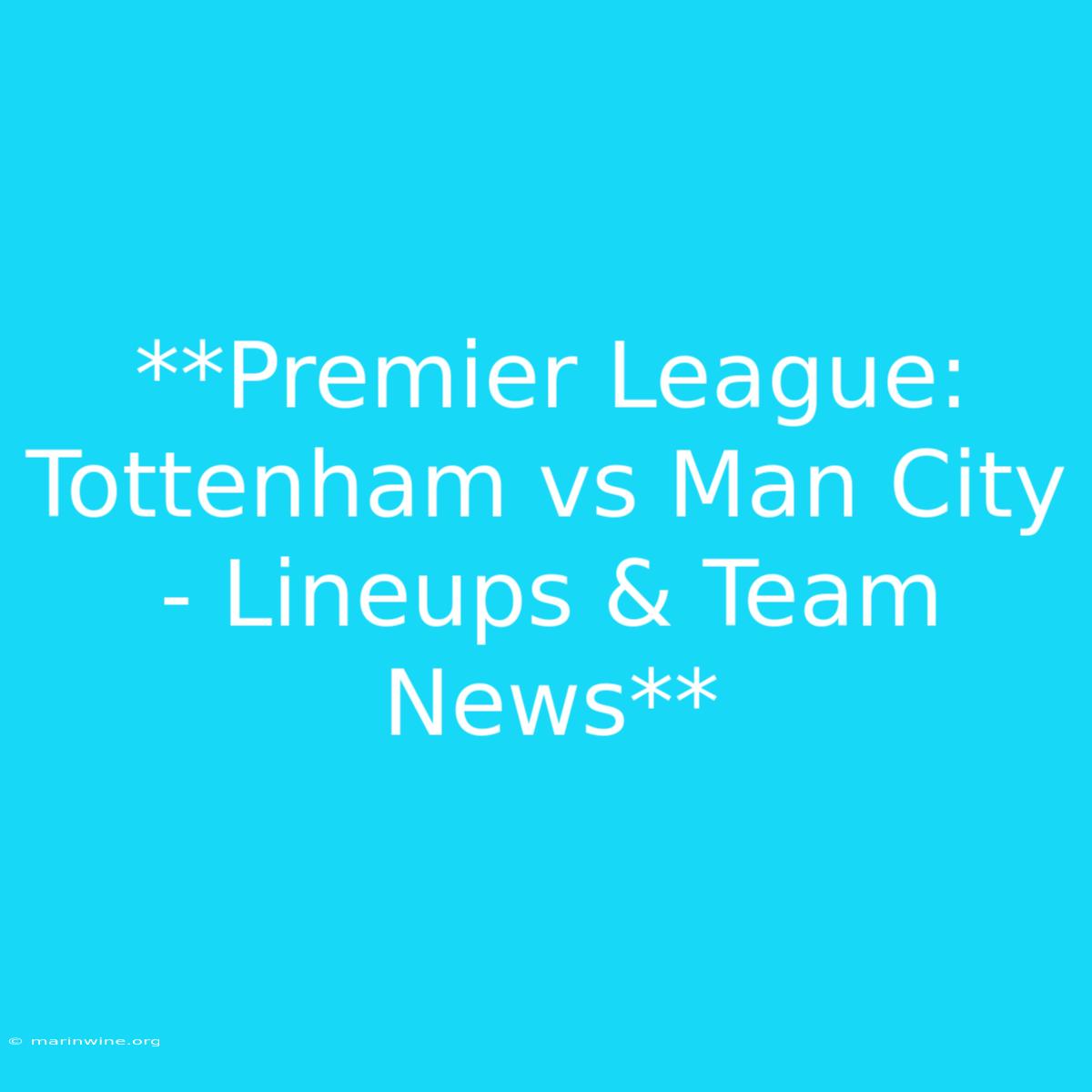 **Premier League: Tottenham Vs Man City - Lineups & Team News** 