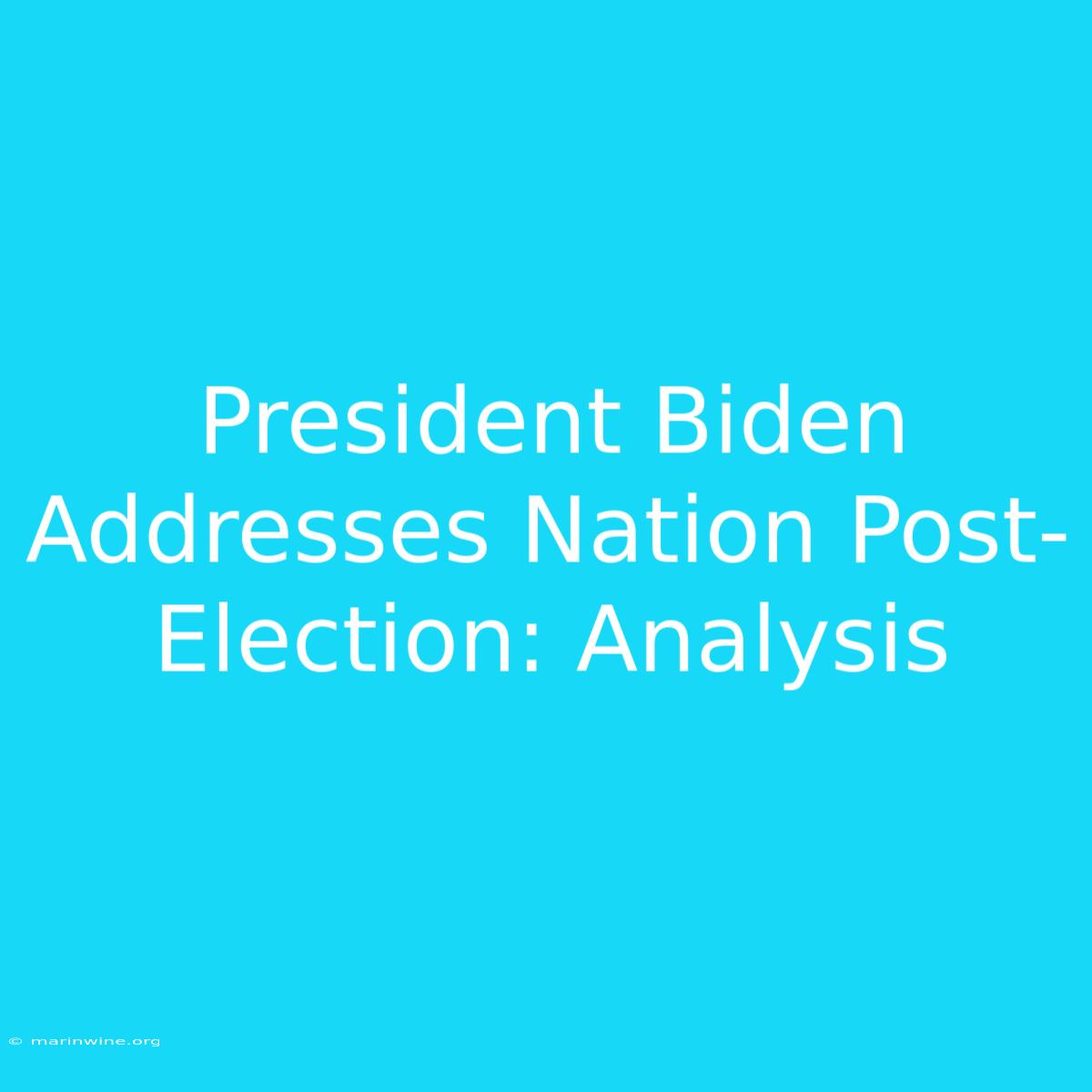 President Biden Addresses Nation Post-Election: Analysis 