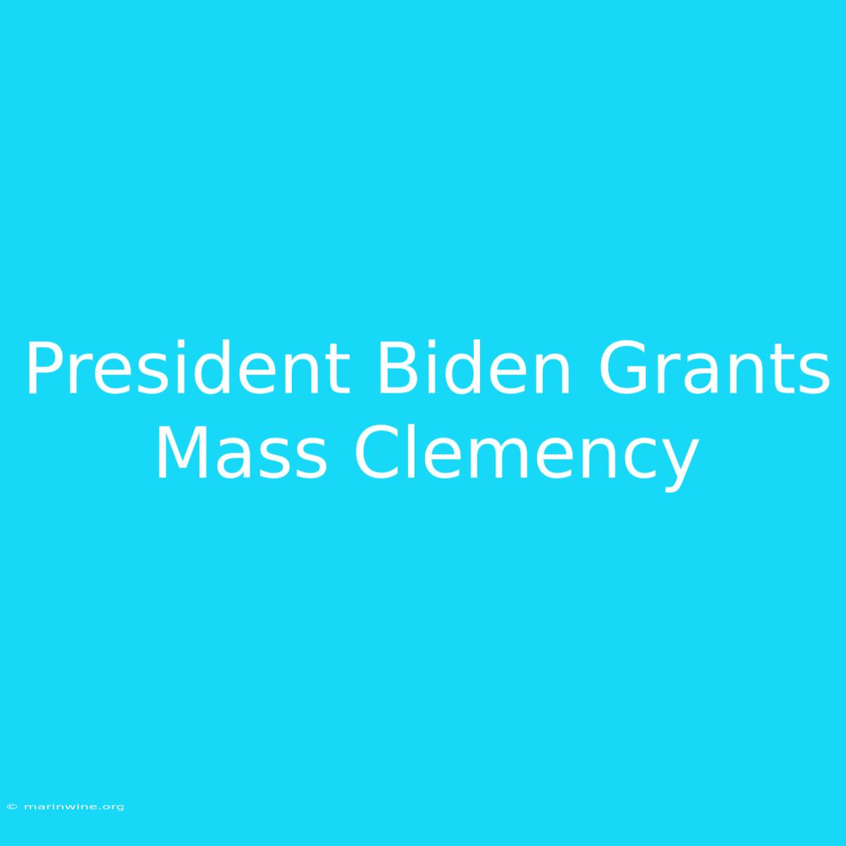 President Biden Grants Mass Clemency