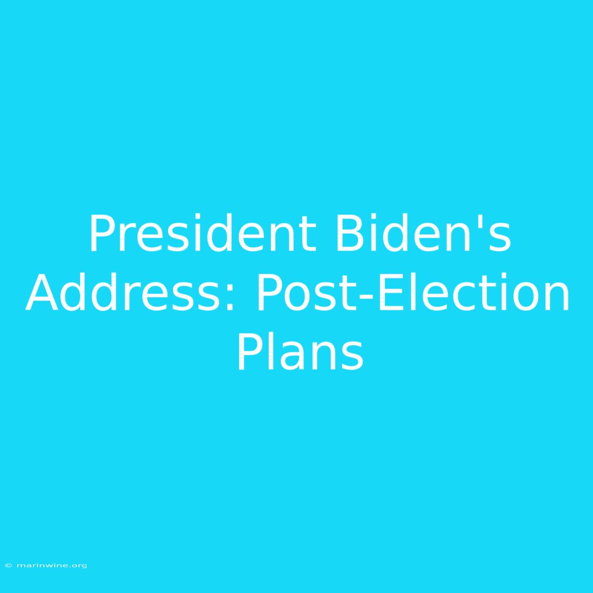 President Biden's Address: Post-Election Plans 