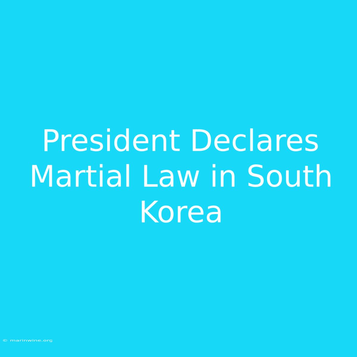 President Declares Martial Law In South Korea