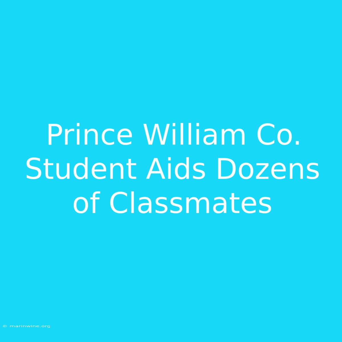 Prince William Co. Student Aids Dozens Of Classmates