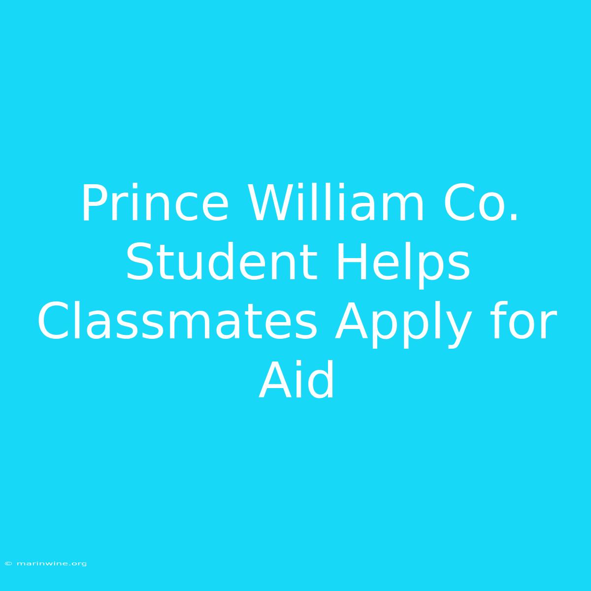 Prince William Co. Student Helps Classmates Apply For Aid