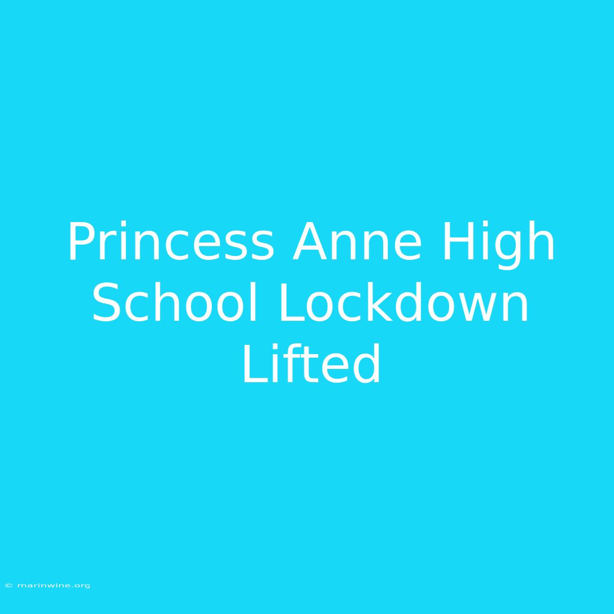 Princess Anne High School Lockdown Lifted