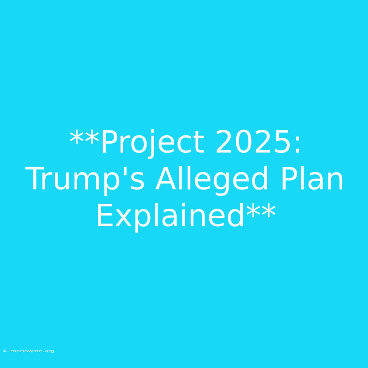 **Project 2025: Trump's Alleged Plan Explained**