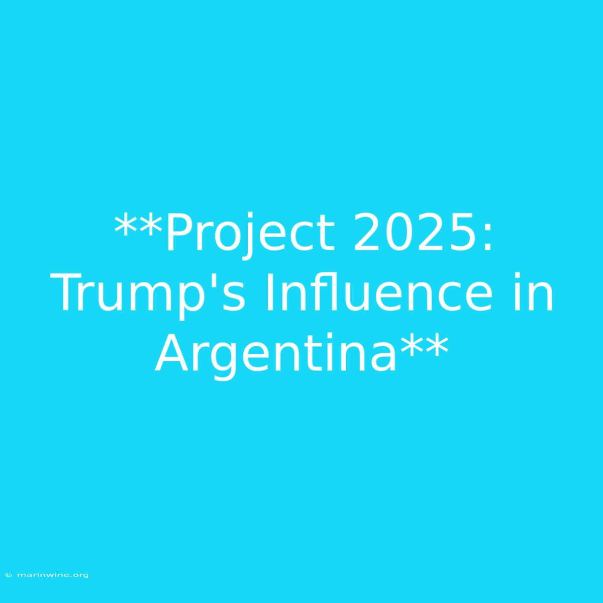 **Project 2025: Trump's Influence In Argentina** 