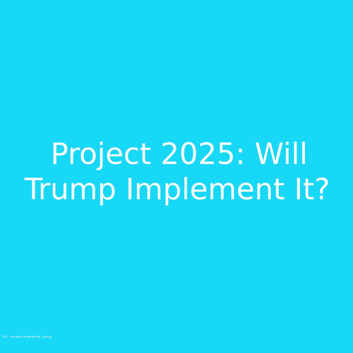 Project 2025: Will Trump Implement It?