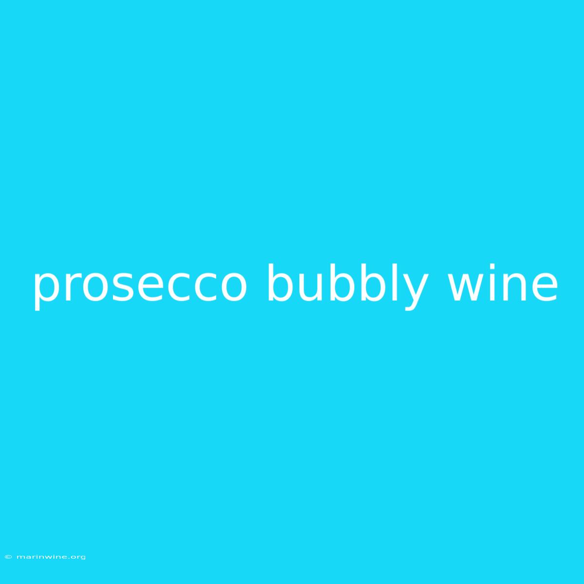 Prosecco Bubbly Wine