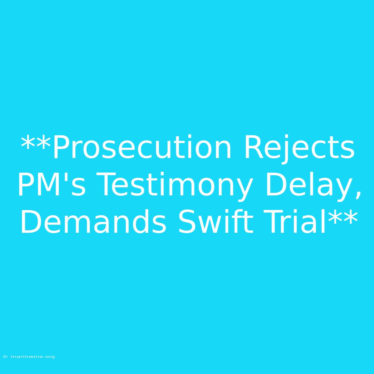 **Prosecution Rejects PM's Testimony Delay, Demands Swift Trial**