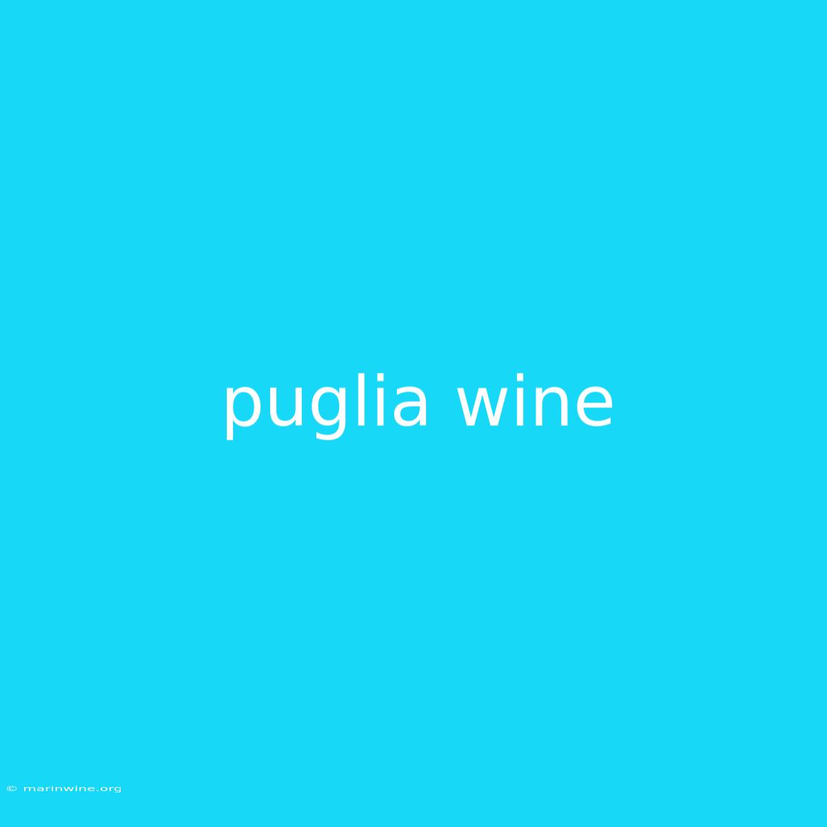 Puglia Wine