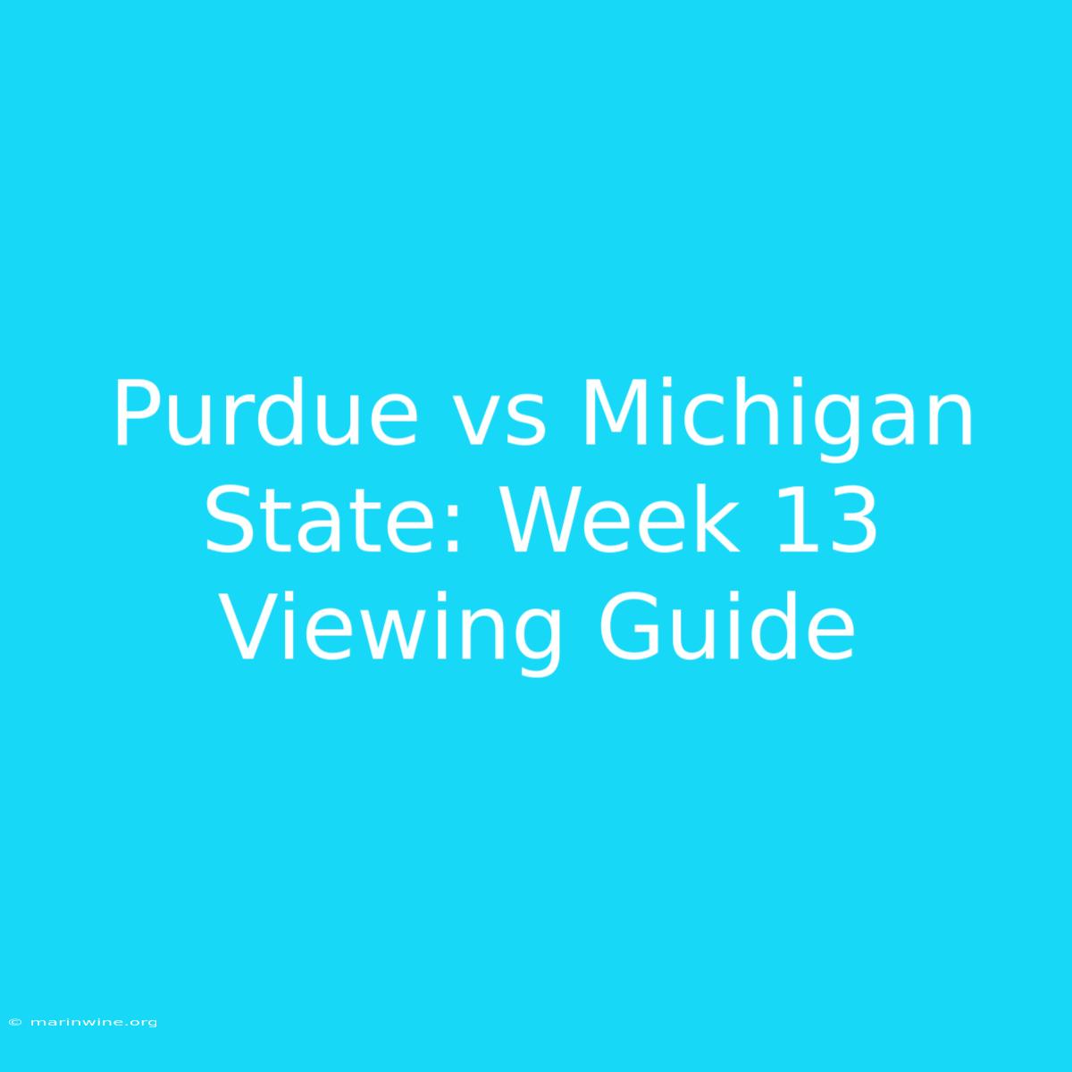 Purdue Vs Michigan State: Week 13 Viewing Guide