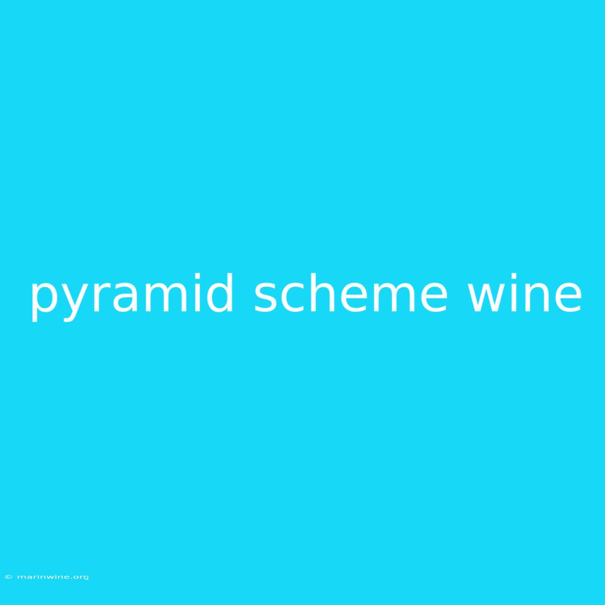 Pyramid Scheme Wine