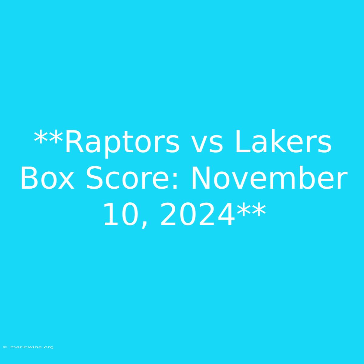 **Raptors Vs Lakers Box Score: November 10, 2024**