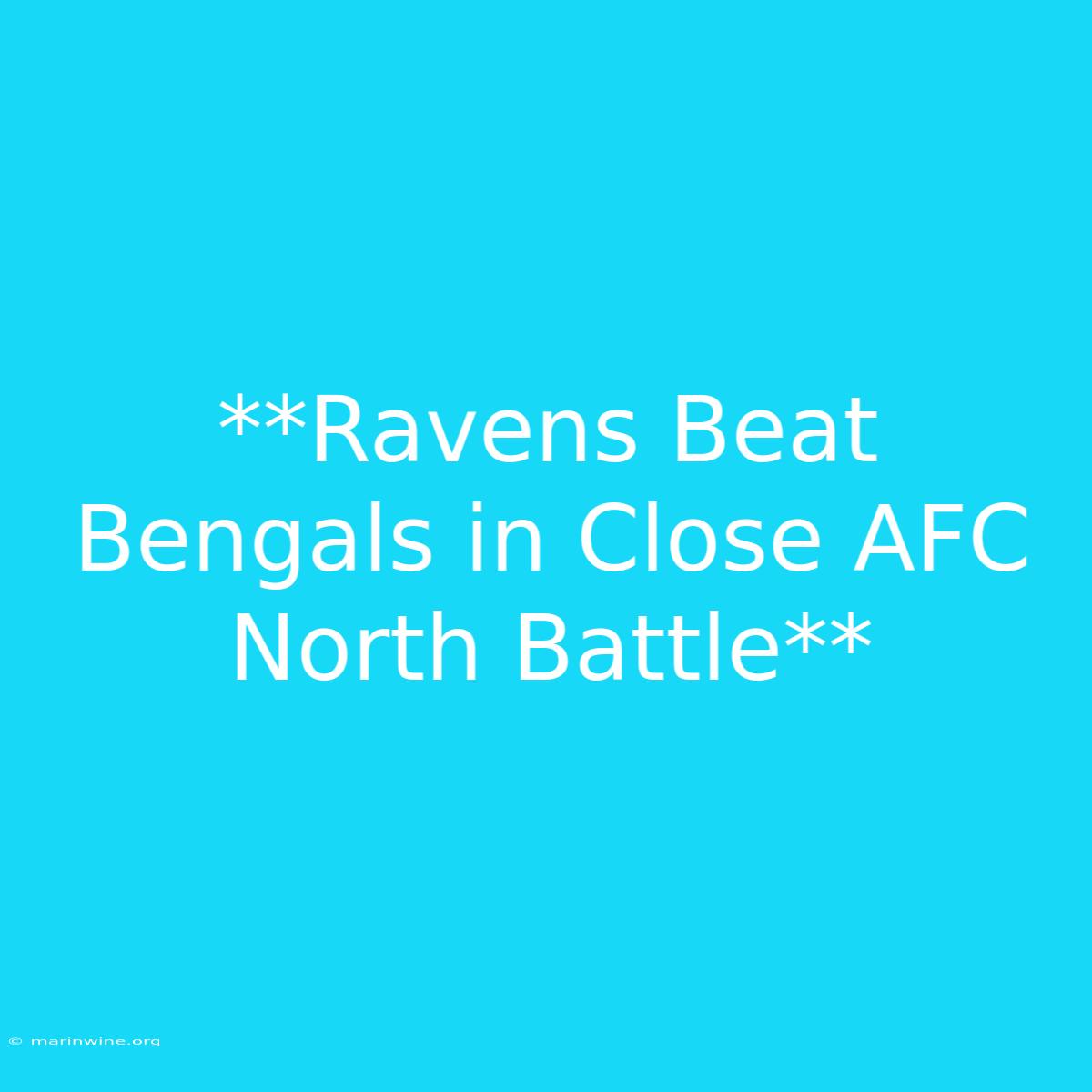 **Ravens Beat Bengals In Close AFC North Battle** 