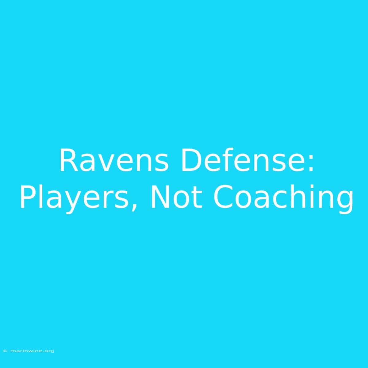 Ravens Defense: Players, Not Coaching