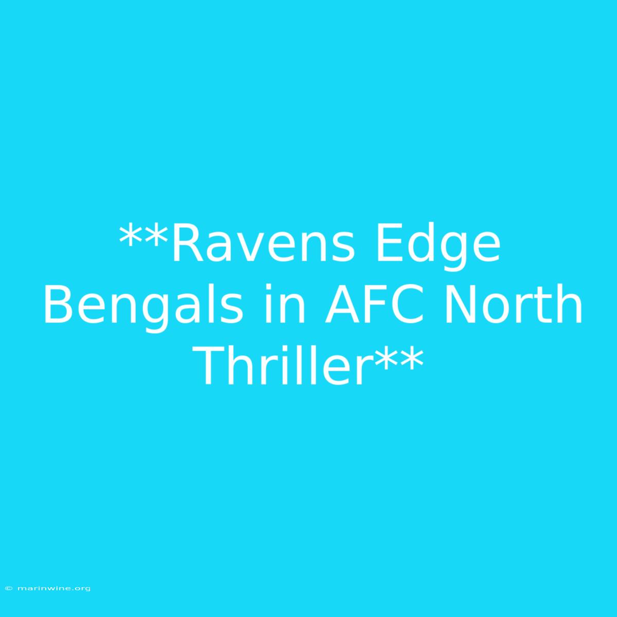 **Ravens Edge Bengals In AFC North Thriller** 