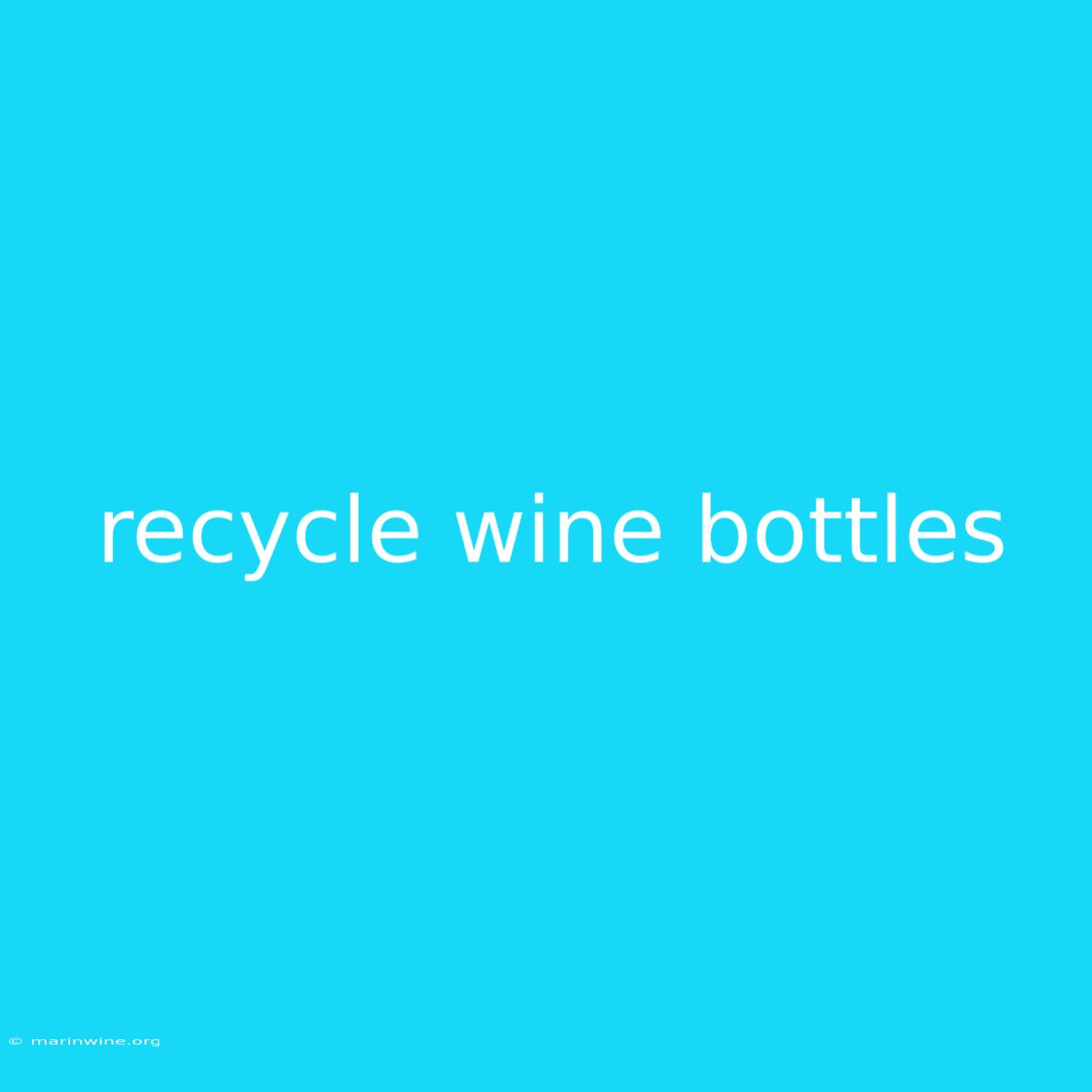 Recycle Wine Bottles