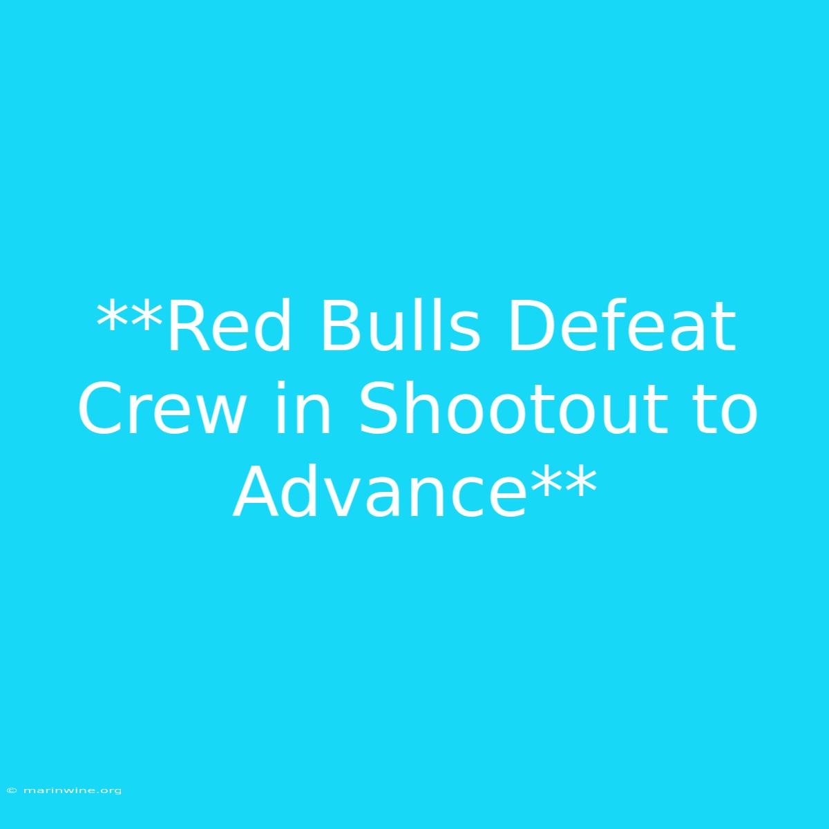 **Red Bulls Defeat Crew In Shootout To Advance** 