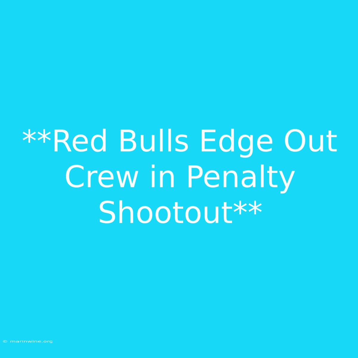 **Red Bulls Edge Out Crew In Penalty Shootout**