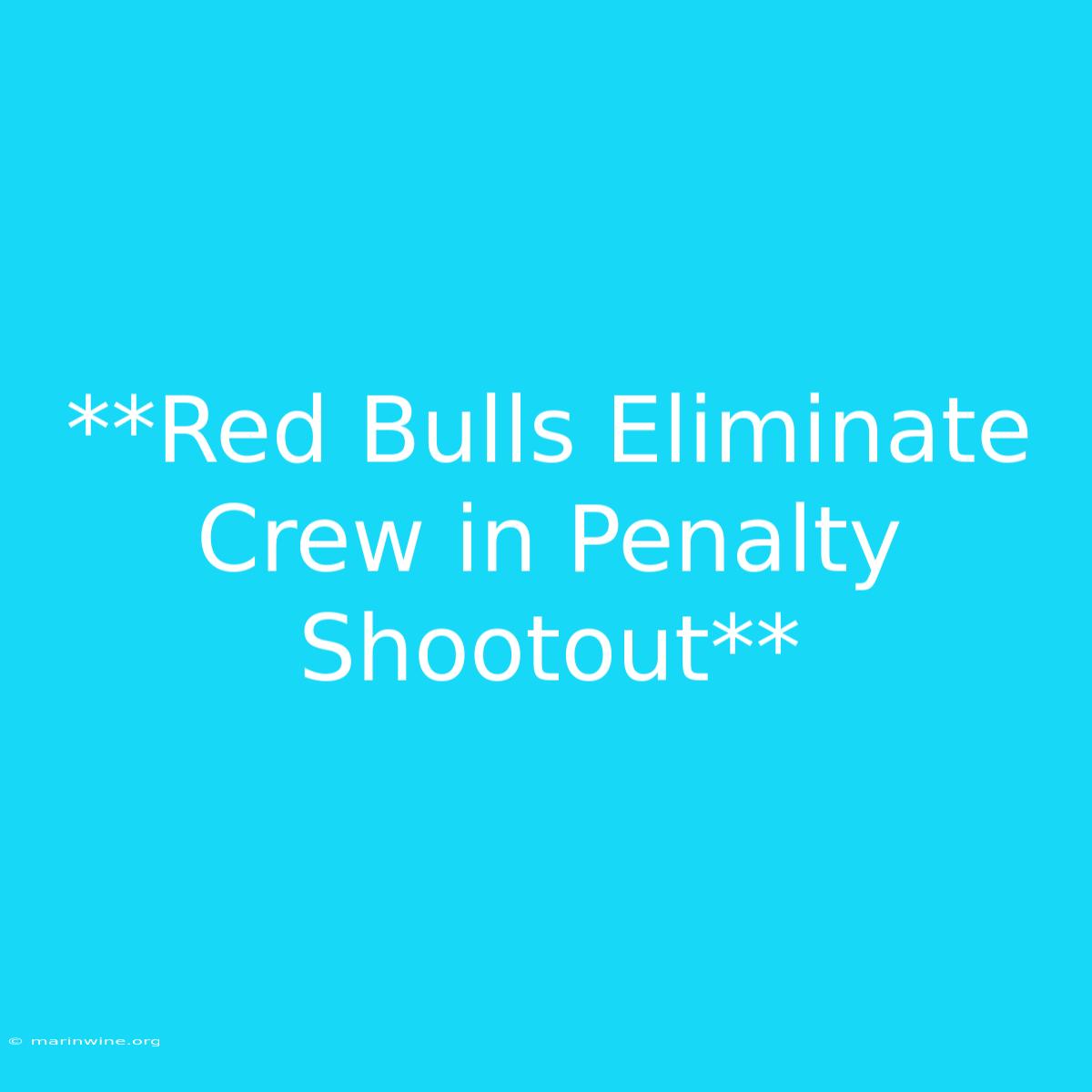 **Red Bulls Eliminate Crew In Penalty Shootout**