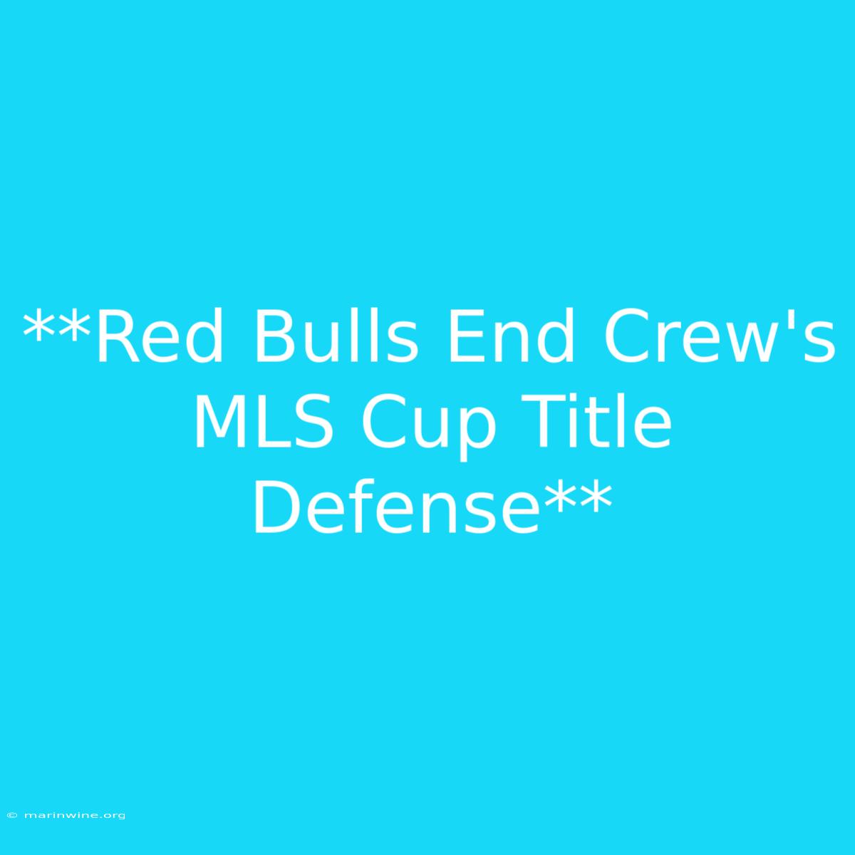 **Red Bulls End Crew's MLS Cup Title Defense**