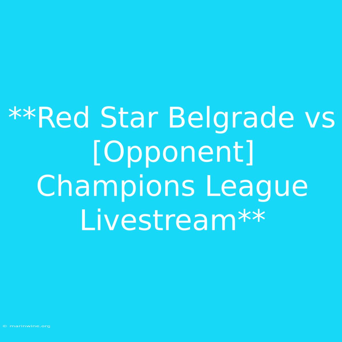 **Red Star Belgrade Vs [Opponent] Champions League Livestream** 