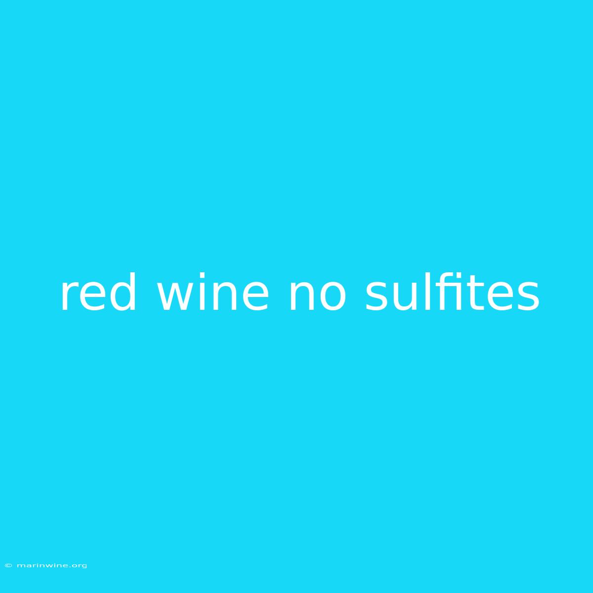 Red Wine No Sulfites